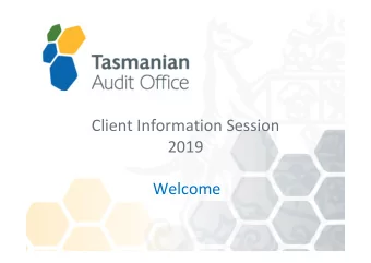 Client Information Session  2019  Welcome  Overview (North)  Time  Presentation  Presenter  12.35
