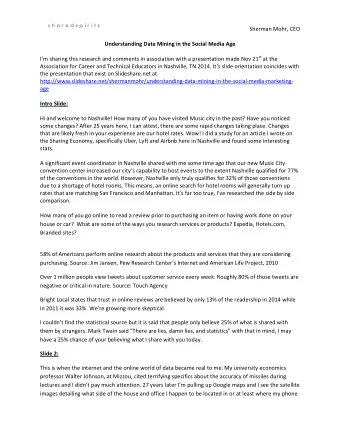 Sherman Mohr, CEO  Understanding Data Mining in the Social Media Age Im sharing this research