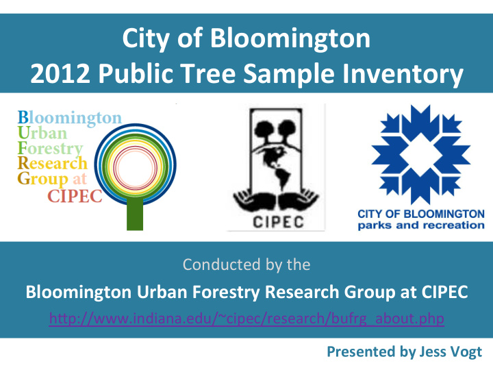 city of bloomington 2012 public tree sample inventory