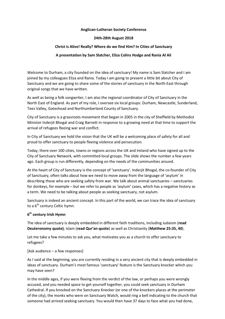 anglican lutheran society conference 24th 28th august