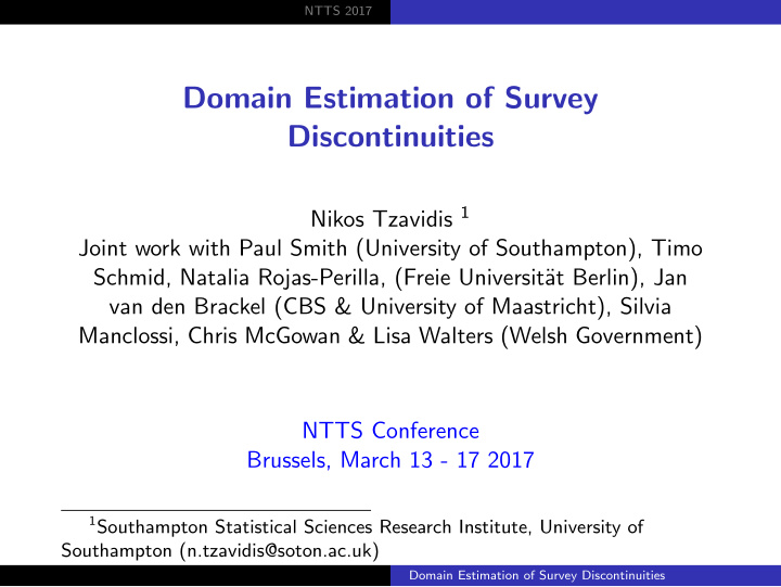 domain estimation of survey discontinuities