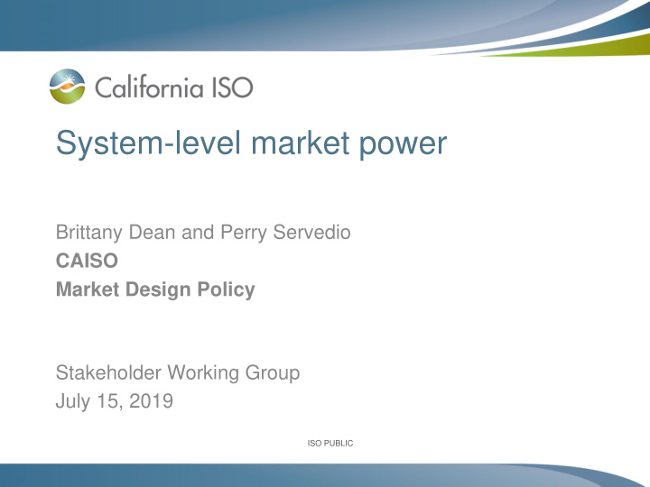 system level market power
