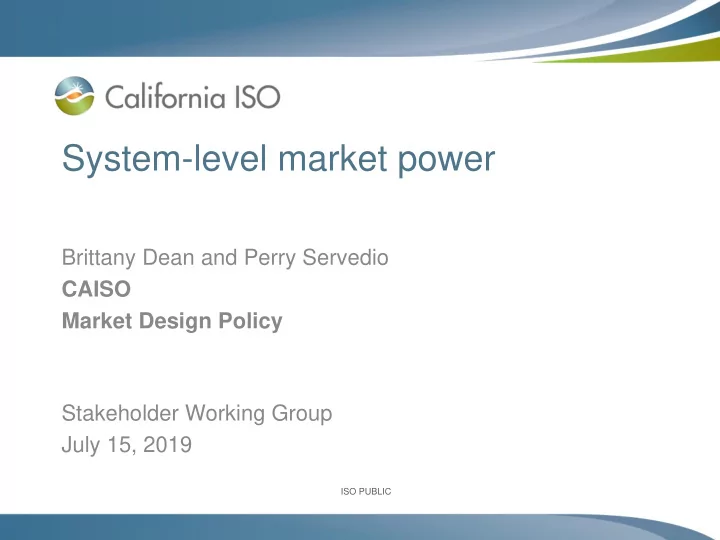 system level market power