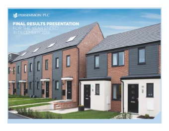 FRONT COVER  FINAL RESULTS PRESENTATION FOR  FINAL RESULTS PRESENTATION FOR  THE YEAR ENDED 31