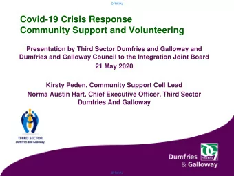 Covid-19 Crisis Response  Community Support and Volunteering  Presentation by Third Sector Dumfries