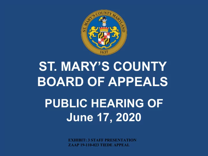 st mary s county board of appeals