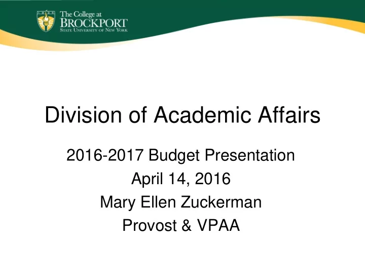 division of academic affairs