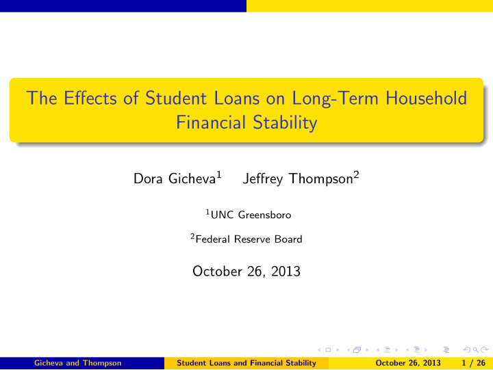 the effects of student loans on long term household