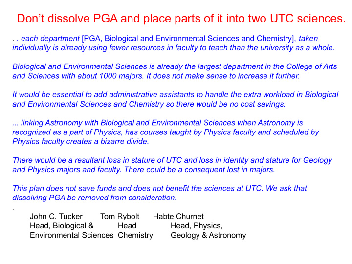 don t dissolve pga and place parts of it into two utc