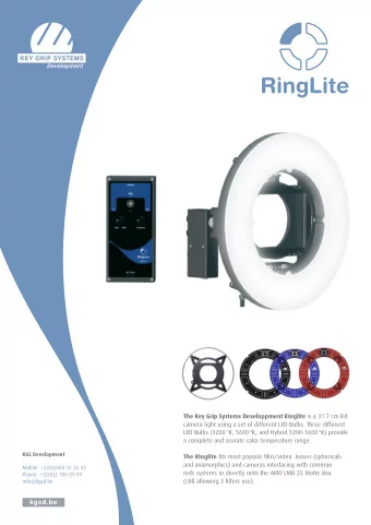 RingLite The Key Grip Systems Developpment Ringlite is a 31.7 cm Rd.  camera light using a set of