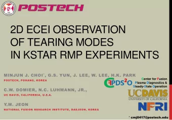 2D ECEI OBSERVATION  OF TEARING MODES  IN KSTAR RMP EXPERIMENTS MINJUN J. CHOI * , G.S. YUN, J.