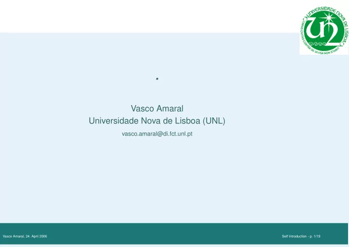 vasco amaral universidade nova de lisboa unl vasco amaral