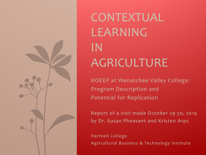 contextual learning in agriculture