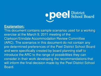 Explanation:  This document contains sample scenarios used for a working  exercise at the March 9,