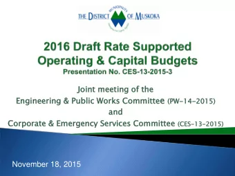 User Fees and Urban Service  3.3%  Area Charges increase for 2016  $18 M  Capital Budget for 2016
