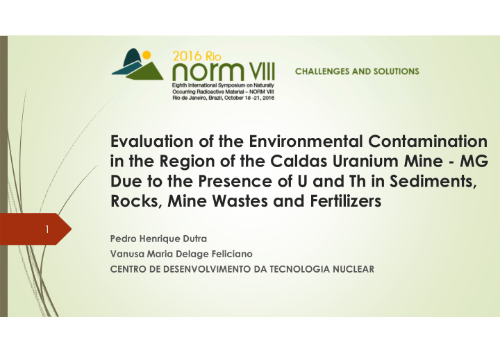 evaluation of the environmental contamination in the