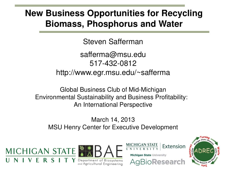 new business opportunities for recycling biomass