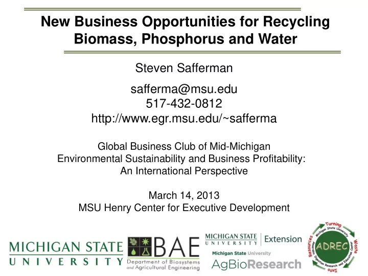 new business opportunities for recycling biomass