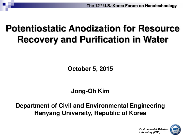 potentiostatic anodization for resource recovery and