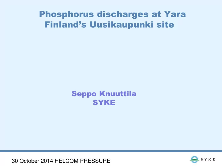 phosphorus discharges at yara