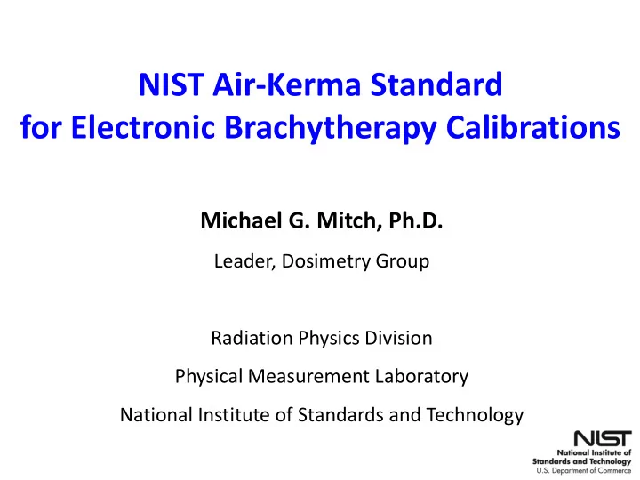 nist air kerma standard
