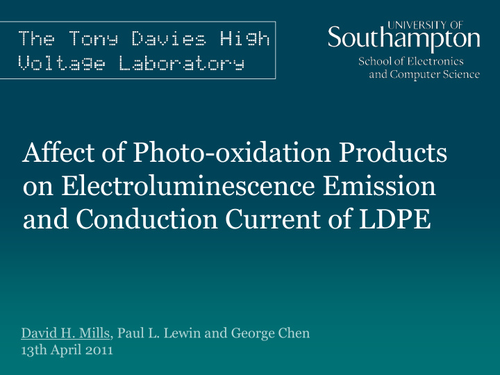 affect of photo oxidation products