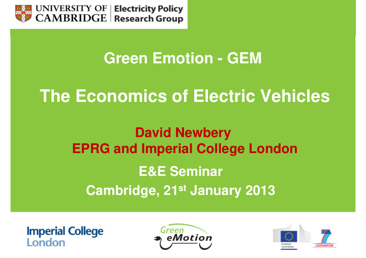 the economics of electric vehicles