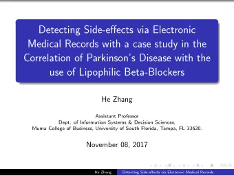 Detecting Side-effects via Electronic  Medical Records with a case study in the  Correlation of