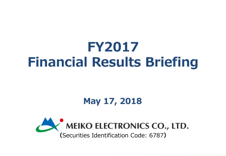 fy2017 financial results briefing