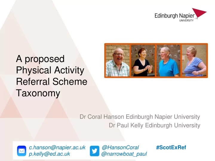 a proposed physical activity referral scheme taxonomy
