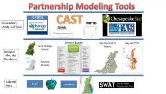 NEIEN  Interaction/  WRTDS  Analytical Tools  GAMs  Scenario Builder  Bay Watershed  Bay WQSTM