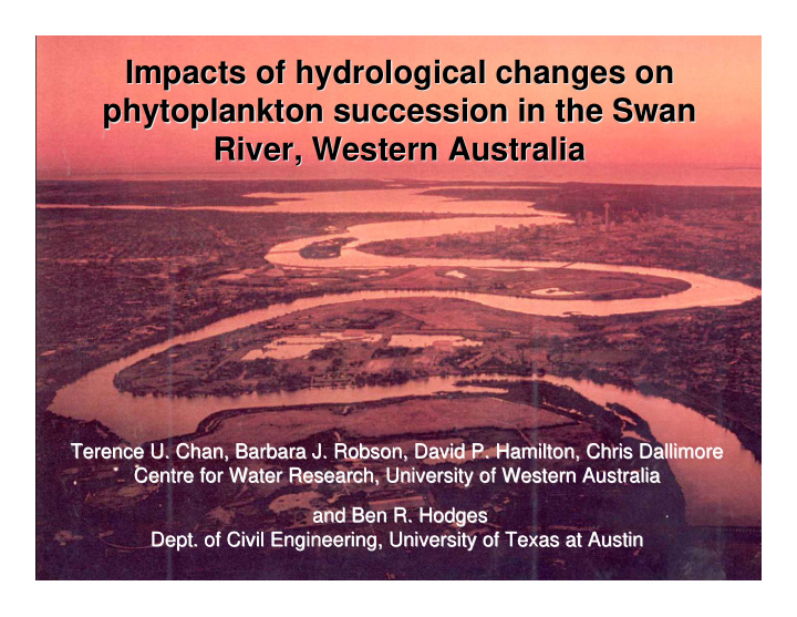 impacts of hydrological changes on impacts of