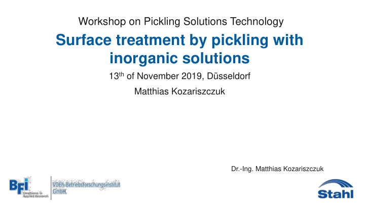 surface treatment by pickling with inorganic solutions