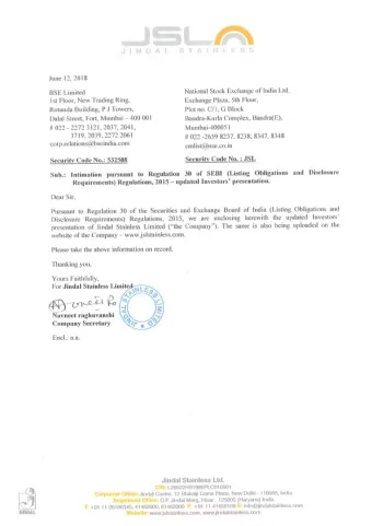 JINDAL STAINLESS LIMITED  JINDAL STAINLESS LIMITED  Disclaimer  2  This presentation and the