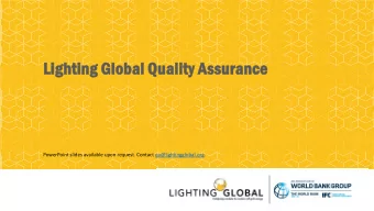 Lighting Global Quality Assurance  Cli  lick to edit  it Master tit  itle  le style  CLICK TO