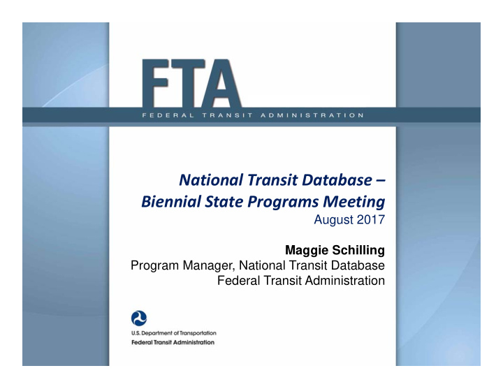 national transit database biennial state programs meeting