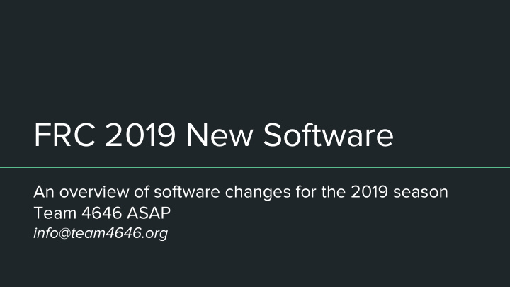 frc 2019 new software