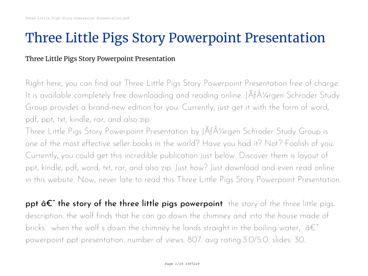 three little pigs story powerpoint presentation