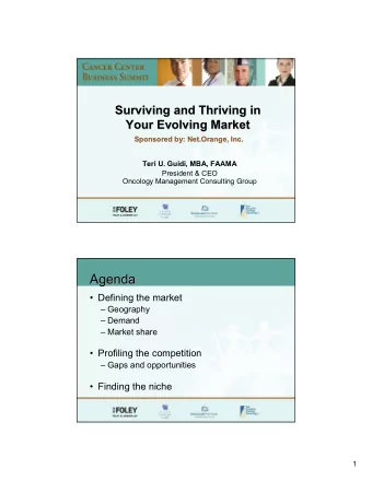 Agenda  Agenda   Defining the market   Geography   Demand   Market share   Profiling