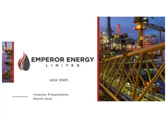 (A  (ASX: EMP)  In  Investor Presentation  Ma  March 2020  Disclaimer  This presentation is for the