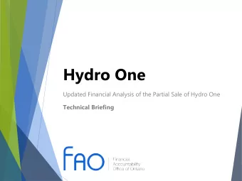 Hydro One  Updated Financial Analysis of the Partial Sale of Hydro One  Technical Briefing