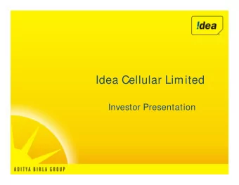Idea Cellular Limited  Investor Presentation  Disclaimer  The information contained in this