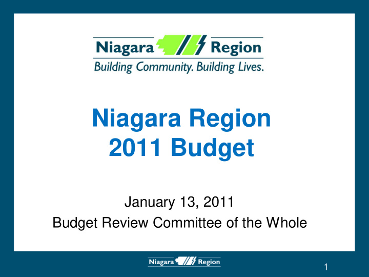 niagara region 2011 budget