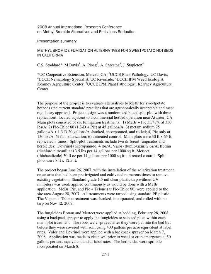 2008 annual international research conference on methyl