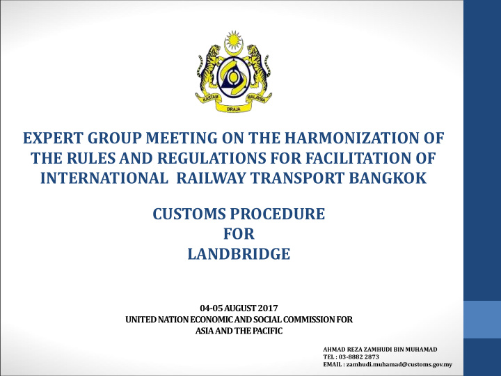 expert group meeting on the harmonization of the rules