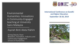 Environmental  and Higher Education  Humanities: Innovations  September 18-20, 2019  in