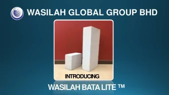 WASILAH GLOBAL GROUP BHD  INTRODUCING  WASILAH BATA LITE   WASILAH BATA LITE   INTRODUCTION