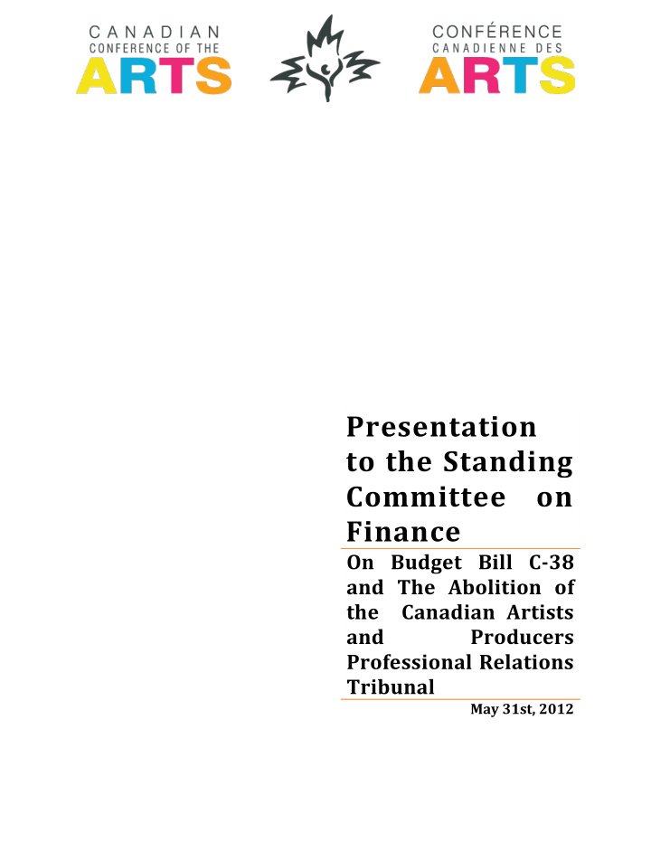 presentation to the standing committee on finance