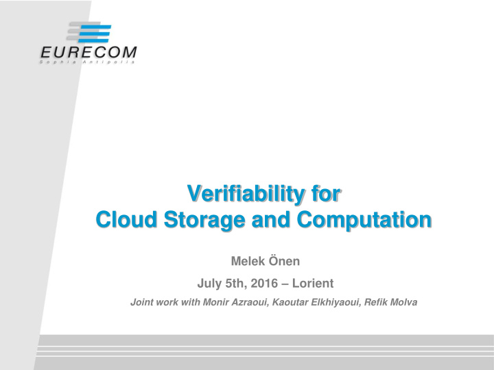 verifiability for cloud storage and computation