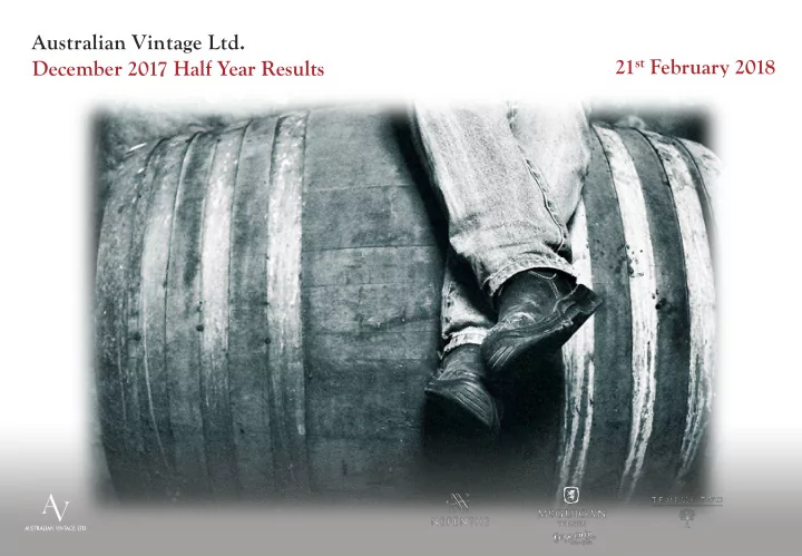 australian vintage ltd 21 st february 2018 december 2017